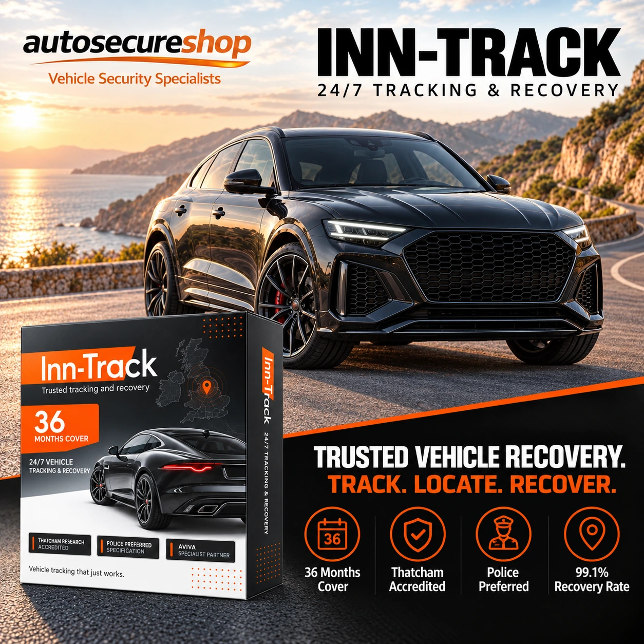 Inn-Track 24/7 vehicle tracking and recovery system with 36 months cover