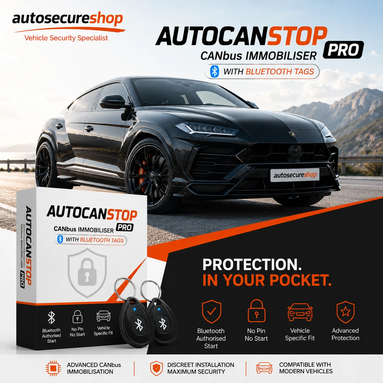 AutoCanStop Pro CANbus Immobiliser with Bluetooth Tags